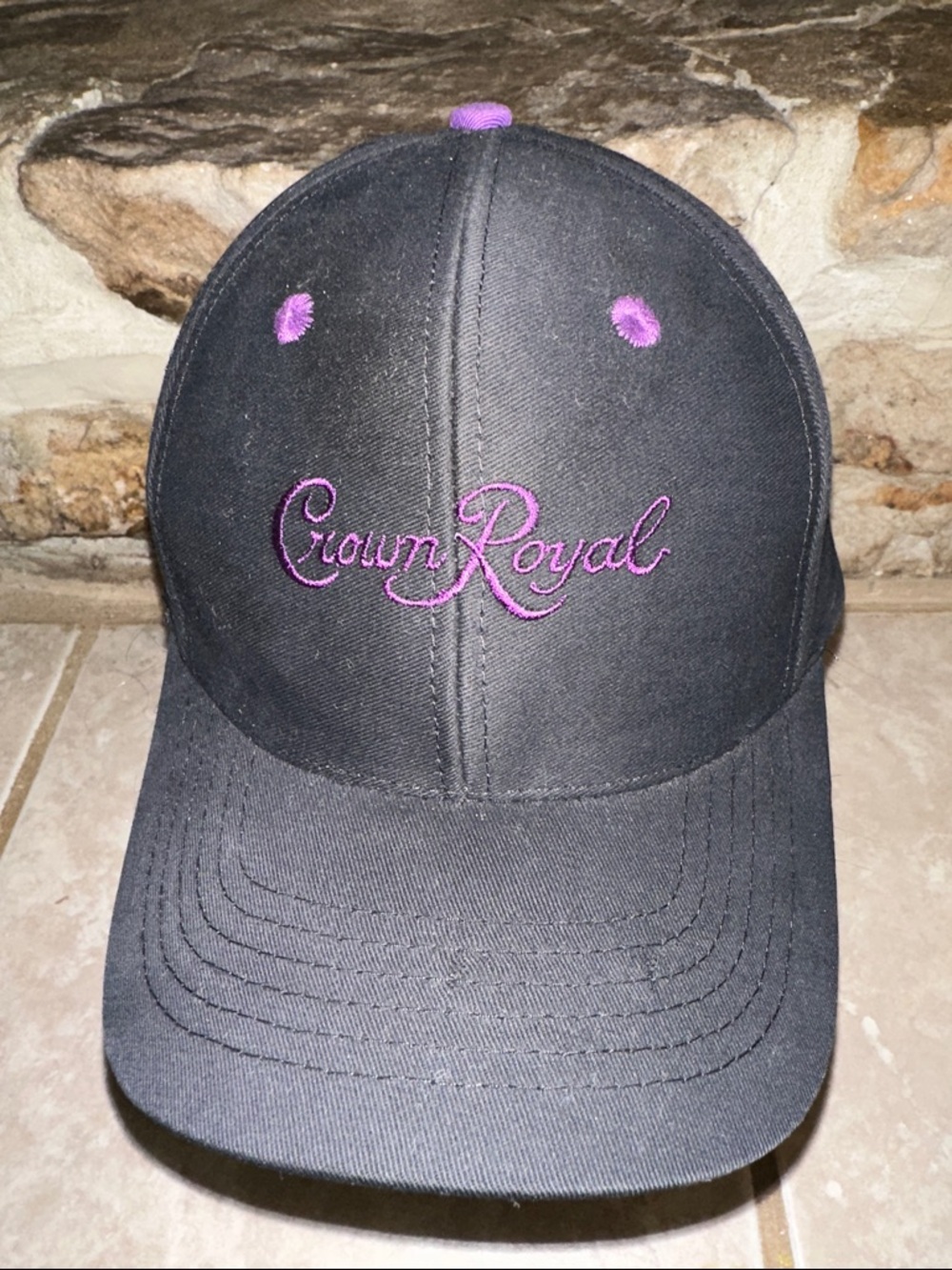 Crown Royal Black Baseball Cap with Purple Embroidery